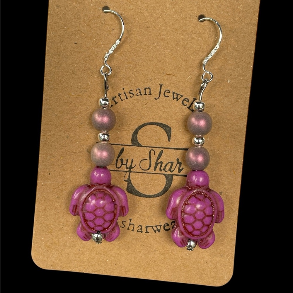 Purple Howlite Turtle Earrings